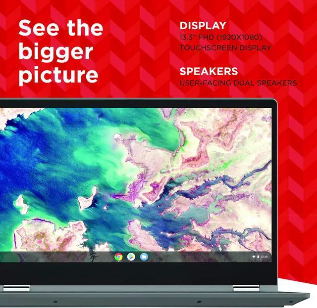Alt view image 4 of 7 - (82B80006UX) Lenovo Chromebook Flex 5 13" Laptop, FHD (1920 x 1080) Touch Display, Intel Core i3-10110U Processor, 4GB DDR4 OnBoard RAM, 64GB SSD, Intel Integrated Graphics, Chrome OS, 82B80006UX, Gra
