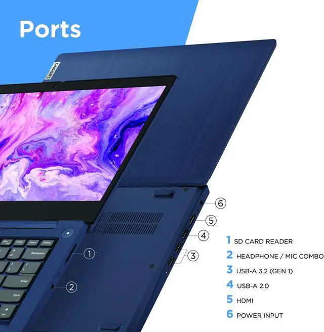Alt view image 6 of 7 - Lenovo IdeaPad 3 14" Laptop, 14.0" FHD (1920 x 1080) Display, AMD Ryzen 5 3500U Processor, 8GB DDR4 RAM, 256GB SSD, AMD Radeon Vega 8 Graphics, Narrow Bezel, Windows 10,  (81W0003QUS)