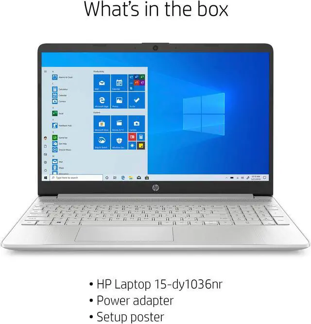 Alt view image 7 of 7 - HP 15-Inch FHD Laptop, 10th Gen Intel Core i5-1035G1, 8 GB RAM, 256 GB Solid-State Drive, Windows 10 Home (15-dy1036nr, Natural Silver) (2Z289UA#ABA)