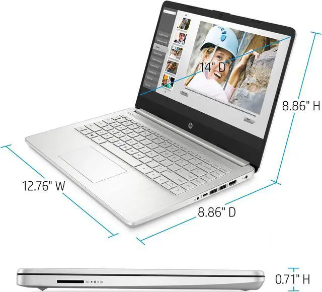 Alt view image 4 of 7 - HP 14-inch Laptop, Intel Core i3-1005G1, 4 GB RAM, 128 GB SSD Storage, Windows 10 Home in S Mode (14-dq1020nr, Natural Silver) (9LL02UA#ABA)