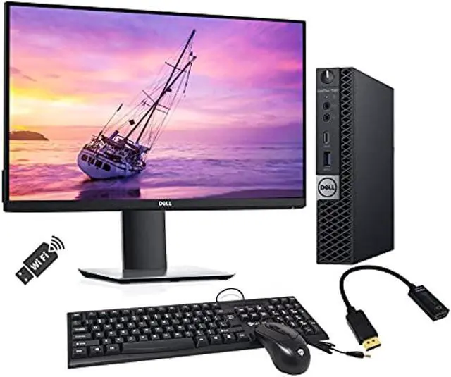 Main image of Dell Optiplex 7060 Micro Form Factor Desktop Computer PC with 24" Display Intel Core 8th Gen i7 8700T 2.40GHz 6-Core CPU 16GB DDR4 2666MHz Memory 1TB SSD Windows 10 Pro, KB, Mouse, WiFi (D7060Ti7P24M)