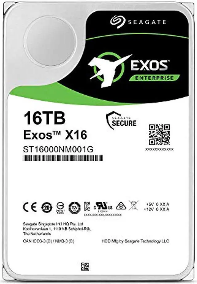 Main image of Seagate 16TB HDD Exos X16 7200 RPM 512e/4Kn SATA 6Gb/s 256MB Cache 3.5-Inch Enterprise Hard Drive (ST16000NM001G) 2 Pack