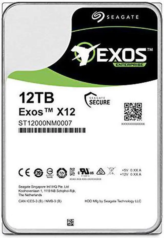 Main image of (Old Model) Seagate Exos 12TB Internal Hard Drive Enterprise HDD - 3.5 Inch 6Gb/s 7200 RPM 128MB Cache for Enterprise, Data Center - Frustration Free Packaging (ST12000NM0007)