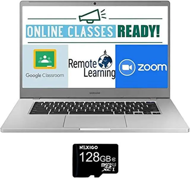 Alt view image 2 of 4 - 2021 Samsung Chromebook 4+ 15.6 Inch Laptop| FHD 1080P Display| Intel Celeron N4000 up to 2.6 GHz| 4GB LPDDR4 RAM| 32GB eMMC| WiFi| Webcam| Chrome OS + NexiGo 128GB MicroSD Card Bundle (Samsung)