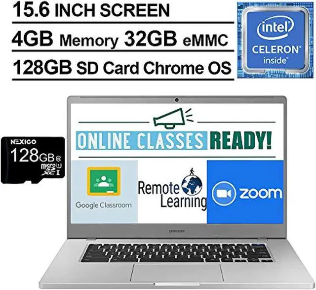 Alt view image 3 of 4 - 2021 Samsung Chromebook 4+ 15.6 Inch Laptop| FHD 1080P Display| Intel Celeron N4000 up to 2.6 GHz| 4GB LPDDR4 RAM| 32GB eMMC| WiFi| Webcam| Chrome OS + NexiGo 128GB MicroSD Card Bundle (Samsung)