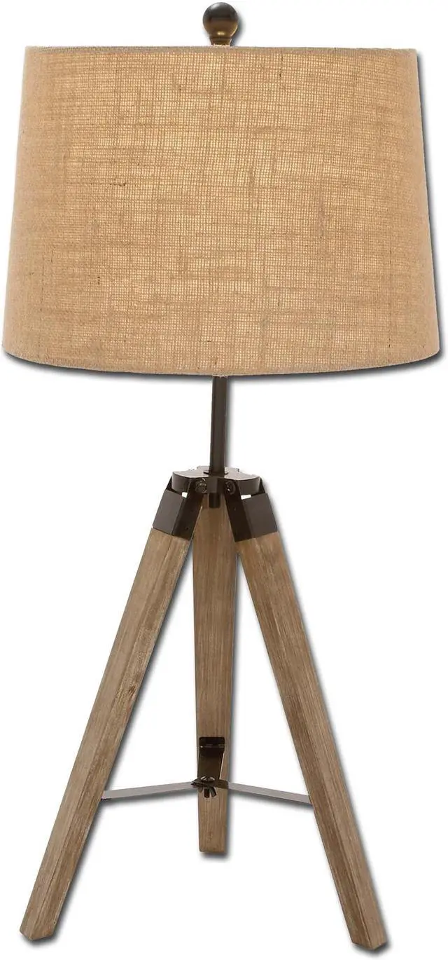 Alt view image 4 of 4 - Urban Designs Weathered Wooden Tripod Table Lamps - Set of 2