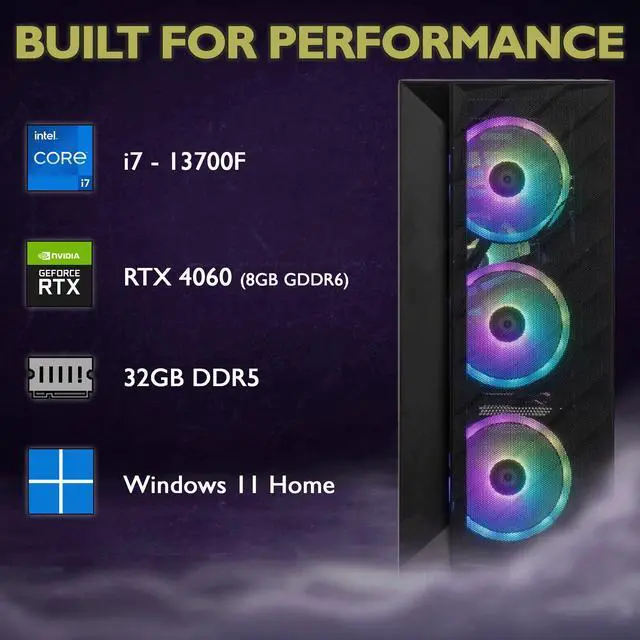 Alt view image 2 of 7 - Cobratype Python Gaming PC - Intel Core i7-13700F, RTX 4060, Liquid Cooled, 32GB DDR5 RAM, 2TB NVMe, Windows 11 Home - Gaming Desktop