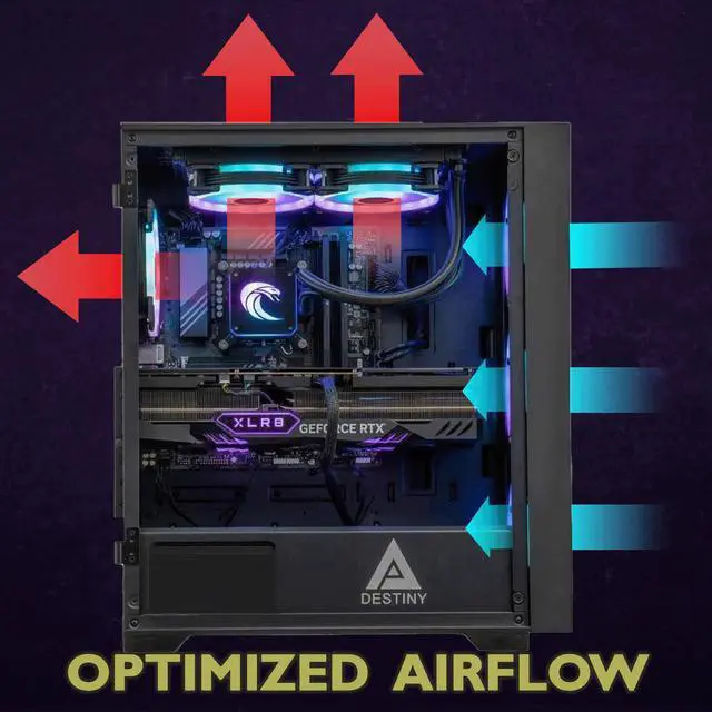 Alt view image 3 of 7 - Cobratype Python Gaming PC - Intel Core i7-13700F, RTX 4060, Liquid Cooled, 32GB DDR5 RAM, 2TB NVMe, Windows 11 Home - Gaming Desktop