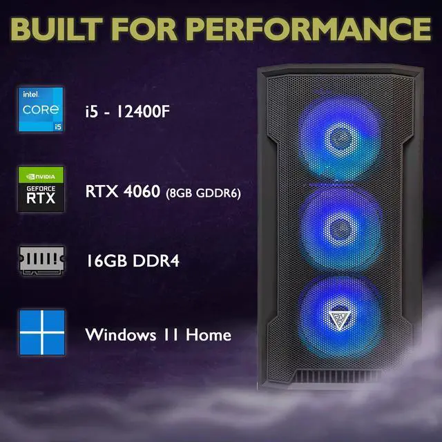 Alt view image 2 of 7 - Cobratype Anaconda Gaming PC - Intel Core i5-12400F, RTX 4060, 16 GB DDR4 RAM, 1 TB NVMe, Windows 11 Home - Gaming Desktop