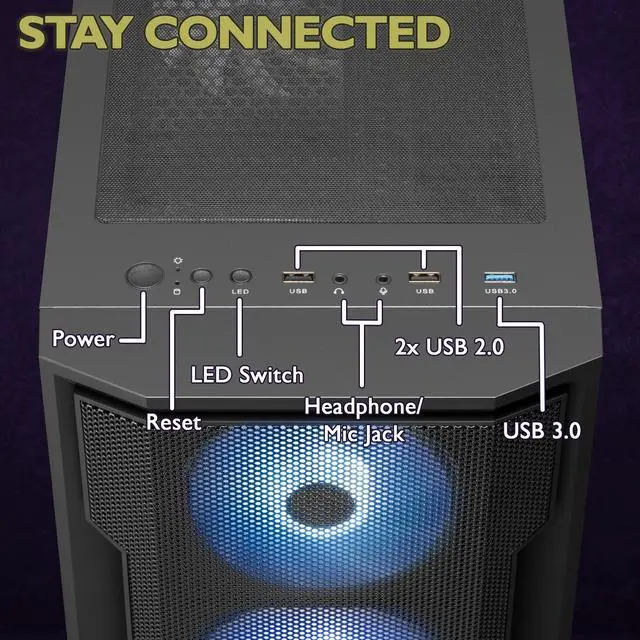 Alt view image 4 of 7 - Cobratype Anaconda Gaming PC - Intel Core i5-12400F, RTX 4060, 16 GB DDR4 RAM, 1 TB NVMe, Windows 11 Home - Gaming Desktop