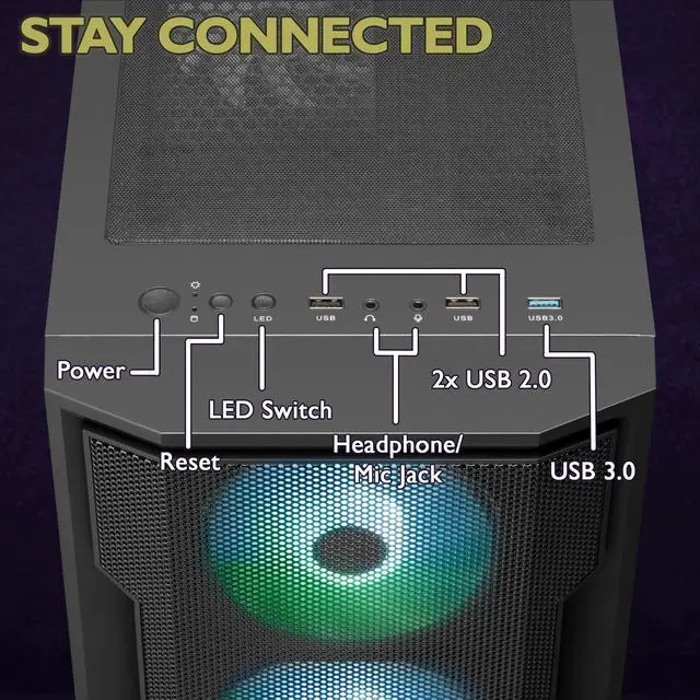 Alt view image 4 of 7 - Cobratype Anaconda Gaming PC - AMD Ryzen 5 5600X, RTX 4060, 16 GB DDR4 RAM, 1 TB NVMe, Windows 11 Home - Gaming Desktop