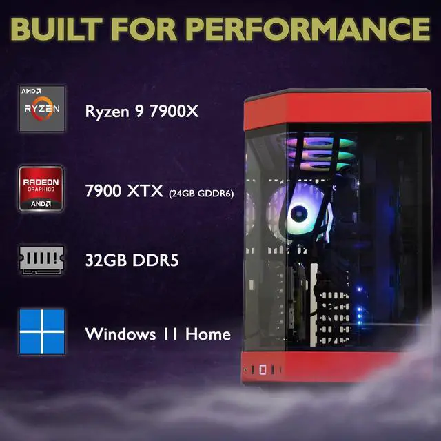 Alt view image 2 of 7 - Cobratype Dragon Warrior Desktop Gaming PC - Ryzen 9 7900X, RX 7900 XTX, 32 GB DDR5 RAM, 2 TB NVMe, AIO Liquid Cooler, Windows 11 Home
