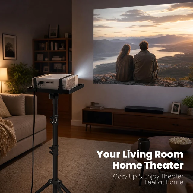 Alt view image 2 of 7 - DECOSIS Projector Stand Tripod Laptop Stands Height Adjustable | from 23.5" to 46.5" with Gooseneck Phone Holder, Floor for Office, Home, Stage, Studio, Outdoor, DJ Racks Holder Mount