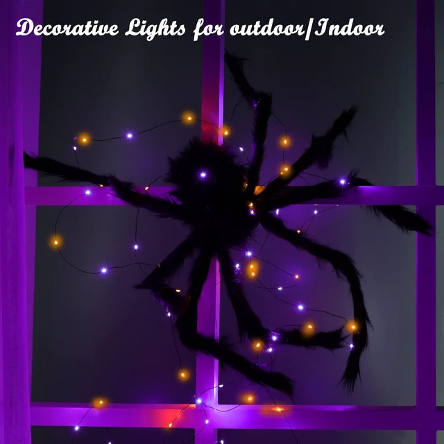 Alt view image 5 of 7 - Lomotech Orange Purple Halloween Solar Lights, 2 Pack Total 66ft 200 LED | Solar Fairy Lights, Waterproof Outdoor Twinkle Lights with 8 Modes for Garden, Porch, Trees, Halloween Decor (Black Wire)