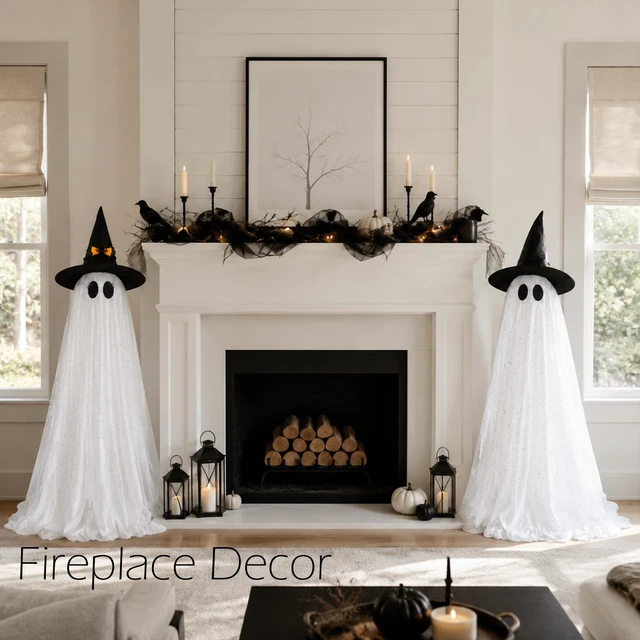 Alt view image 2 of 7 - 2Packs Halloween Decorations Outdoor,Halloweens Party Decoration Indoor,59in Spooky Ghost with Remote Control String Lights,Halloween-Ghost Lights for Porches Yards Gardens Lawn