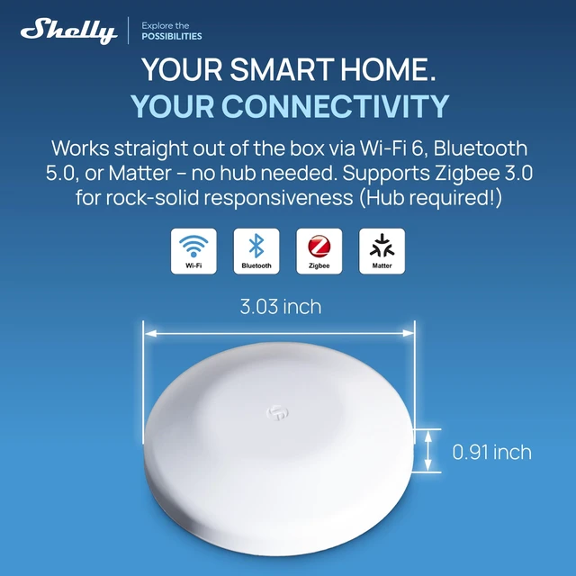 Alt view image 2 of 7 - Shelly Flood S Gen4, WiFi, Bluetooth, Zigbee, Matter Smart Flood Sensor | Compatible with Alexa, SmartThings, Home Assistant, Google Home, Apple HomeKit, Flood and Rain Detection, Easy to Use, IP67