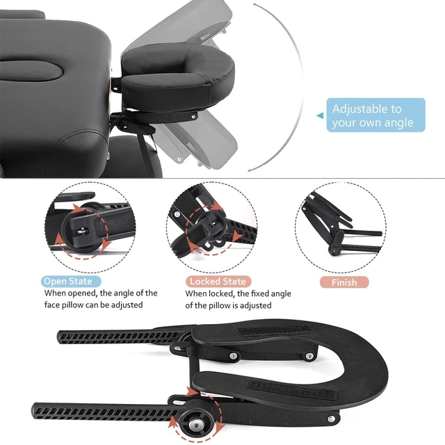 Alt view image 3 of 7 - Noverlife Universal Massage Table Face Cradle & Cushion, Multi-Angle | Adjustable Spa Bed Headrest & Face Pillow Support for Salon Massage Bed & Home Mattress Top, Therapists, Eye Surgery Recovery