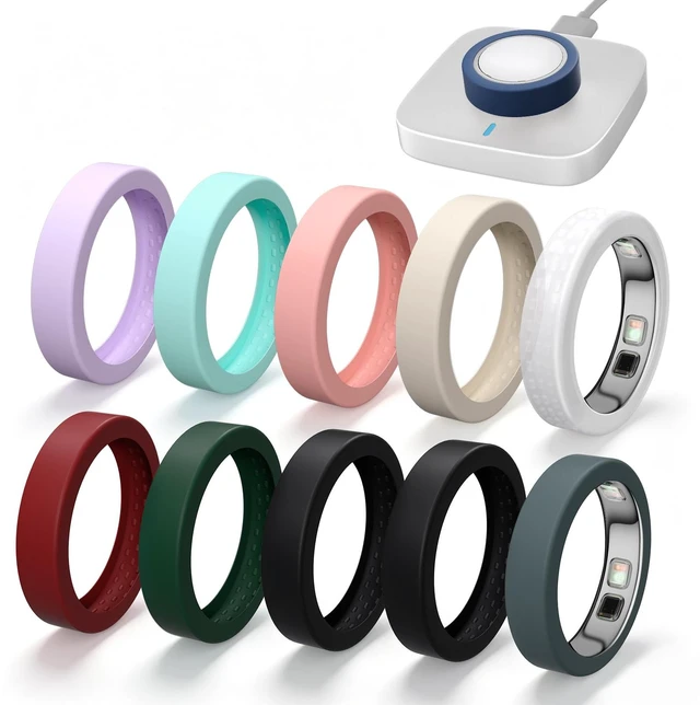 Main image of CoBak 10 Pack Ring Cover Compatible with Oura Ring 5 | Support Charging with Cover on, anti-scratch ultra-thin silicone, non-slip, anti-yellowing, assorted colors, skin-friendly.
