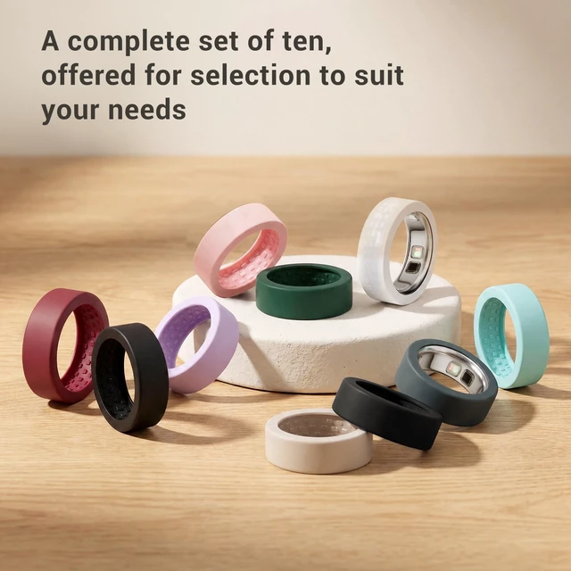 Alt view image 7 of 7 - CoBak 10 Pack Ring Cover Compatible with Oura Ring 5 | Support Charging with Cover on, anti-scratch ultra-thin silicone, non-slip, anti-yellowing, assorted colors, skin-friendly.