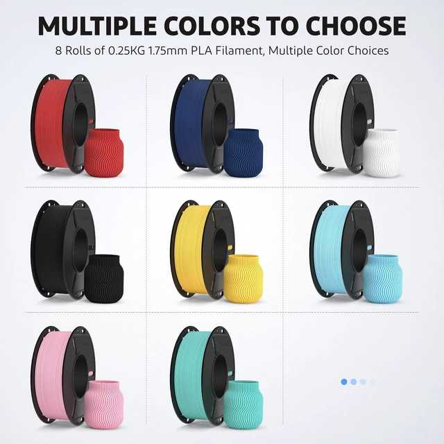 Alt view image 2 of 7 - ELEGOO Matte PLA 3D Printer Filament Bundle 1.75mm 8 Colors 8 * 250g 1.75mm | Dimensional Accuracy +/- 0.02mm, 8 Pack 250g Spool Multicolors, Fits for Most FDM 3D Printers