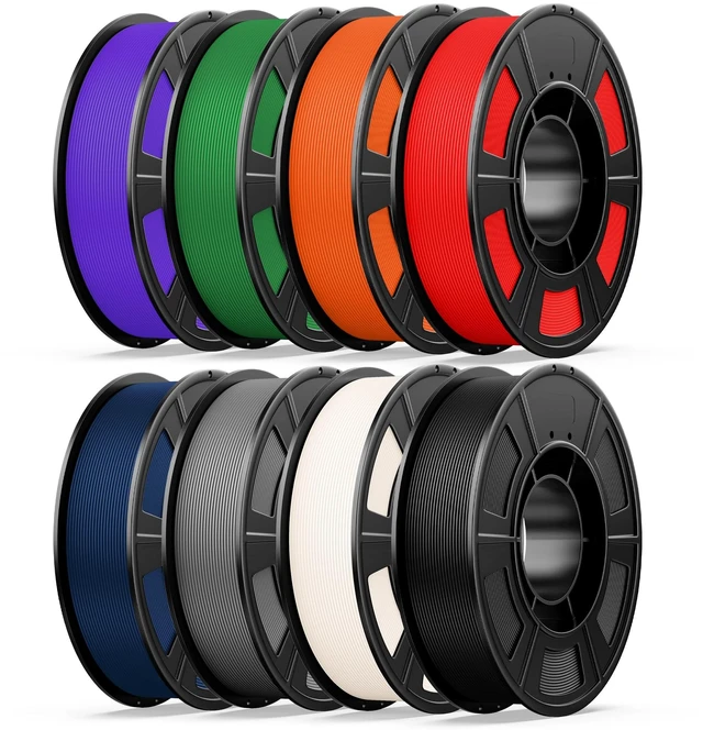 Main image of 8 Color Elite PLA+ 3D Printer Filament Bundle, 2kg Multicolor Pack | 400mm/s High Speed PLA+, 3D Printing Filament 1.75mm, 0.25kg*8, Black+Cream White+Grey+Red+Dark Blue+Green+Orange+Iris Purple