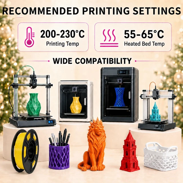 Alt view image 7 of 7 - 8 Colors PLA+ 3D Printer Filament Bundle, 8 Pack 250g Spool, High-Speed & Strong Toughness,Ideal as Birthday Gift - White + Red + Orange + Blue + Yellow + Green + Purple + Turquoise