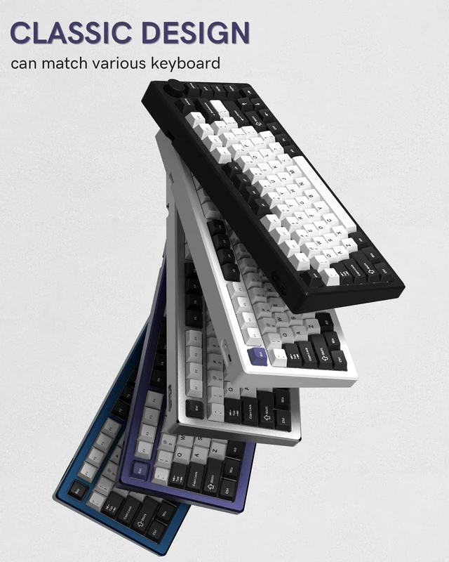 Alt view image 7 of 7 - Double Shot PBT Keycaps Set 138 Keys Cherry Profile Custom | Keycaps 60 65 75 100 Percent for 61/64/68/84/87/100/104/108 Retro Gaming Mechanical Keyboard (Black White2)