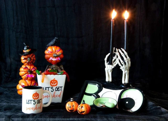Alt view image 3 of 3 - Boston International Halloween Taper Candle Holders, Set of 2, 3 x 8-Inches, Skeleton Hands