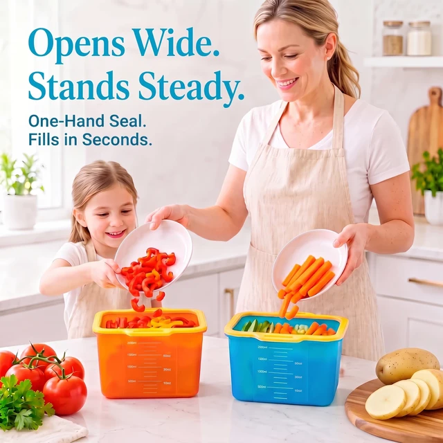 Alt view image 2 of 7 - Auto-Closing Magnetic Seal Reusable Silicone Food Storage Bags, 6-Cup / 50 oz Stand-Up Pouch, No Harsh Smells, for Lunch, Fruit, Meal Prep, School & Office, Dishwasher & Freezer Safe (1 Pack)