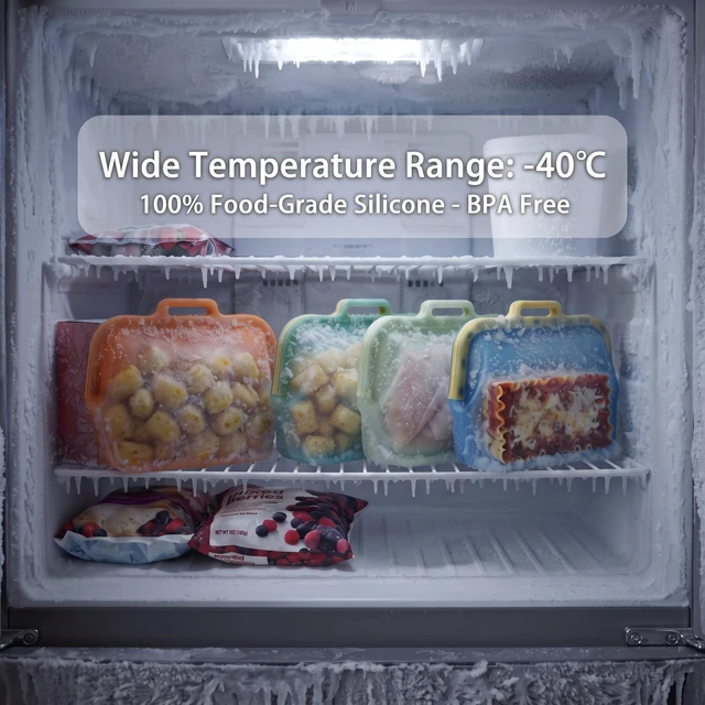Alt view image 6 of 7 - Auto-Closing Magnetic Seal Reusable Silicone Food Storage Bags, 6-Cup / 50 oz Stand-Up Pouch, No Harsh Smells, for Lunch, Fruit, Meal Prep, School & Office, Dishwasher & Freezer Safe (1 Pack)