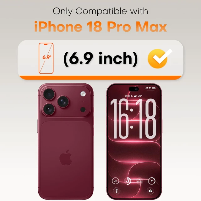 Alt view image 2 of 7 - Screen Protector, Easy Installation | Bubble-Free, 9H+ Tempered Glass, 8FT Military Grade Shatterproof, Anti-Scratch, Case Friendly HD Clear 6.9" 2 Pack for iPhone 18 Pro Max