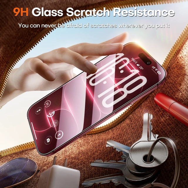 Alt view image 5 of 7 - Screen Protector, Easy Installation | Bubble-Free, 9H+ Tempered Glass, 8FT Military Grade Shatterproof, Anti-Scratch, Case Friendly HD Clear 6.9" 2 Pack for iPhone 18 Pro Max