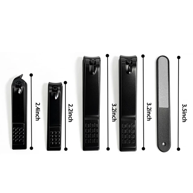 Alt view image 2 of 7 - Clipper Set, 5 PCS Ultra Sharp Nail Clipper Set Stainless Steel Nail Cutter Fingernails and Toenail Clipper Cutter for Women Men (Black), Stainless Steel Nail Cutter & File, Black