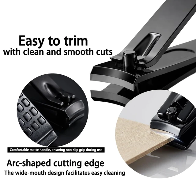 Alt view image 3 of 7 - Clipper Set, 5 PCS Ultra Sharp Nail Clipper Set Stainless Steel Nail Cutter Fingernails and Toenail Clipper Cutter for Women Men (Black), Stainless Steel Nail Cutter & File, Black