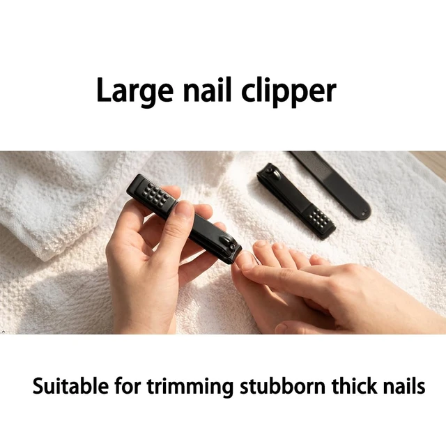 Alt view image 4 of 7 - Clipper Set, 5 PCS Ultra Sharp Nail Clipper Set Stainless Steel Nail Cutter Fingernails and Toenail Clipper Cutter for Women Men (Black), Stainless Steel Nail Cutter & File, Black