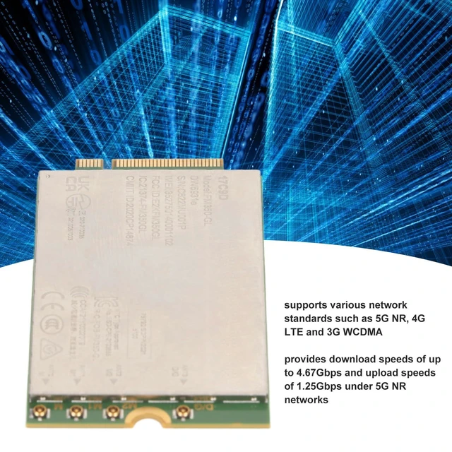 Alt view image 9 of 10 - DW5931e FM350-GL M.2 eSIM 5G Network Module Adapter Card, 4G LTE Network Card with 4x4 GNSS Modem, Compatible with Linux, for Latitude 5531 9330 3571