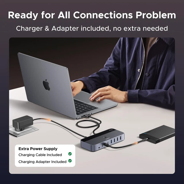 Alt view image 10 of 10 - UGREEN 2-in 7-Out USB 3.0 Switch, USB Switcher for 2 Computers Sharing USB A & C Devices (4USB-A + 3USB-C), USB Switches Sharing Keyboard and Mouse with Controller, USB-C Male Adapter, Power Adapter