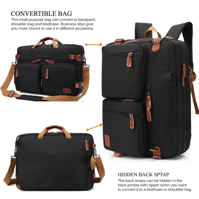 Alt view image 7 of 10 - CoolBELL Convertible Backpack Messenger Shoulder Bag Laptop Case Handbag Business Briefcase Multi-Functional Travel Rucksack Fits 17.3 Inch Laptop for Men/Women (Black)