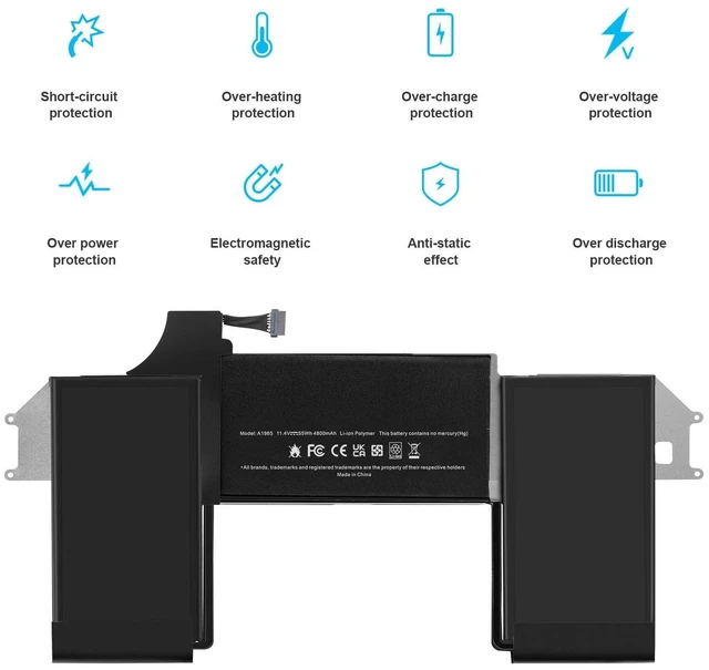 Alt view image 9 of 10 - A1932 A2179 A1965 Battery Replacement for MacBook Air 13 inch Retina A1932 (Late 2018 2019) A2179 (Early 2020) EMC 3184 3302 MacBookAir8,1 8,2 9,1 MRE82LL/A MRE92LL/A MVFH2LL/A MVFM2LL/A MRE82B/A