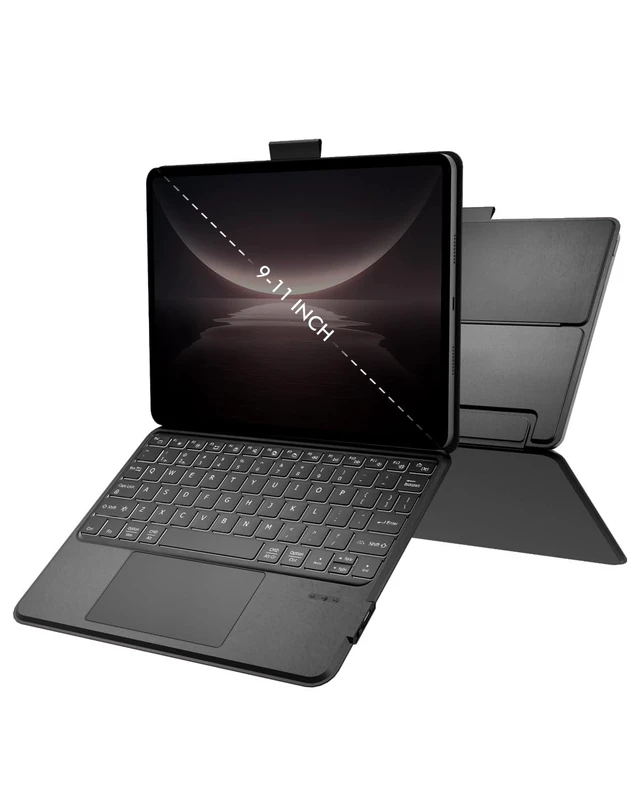 Alt view image 6 of 10 - Universal Keyboard Case for 9-11 Inch Tablets, Dual Bluetooth Detachable Keyboard for Android Tablets/iPads/Galaxy Tabs, Magnetic Backlit Keyboard with Washable Adhesive Mount&Any-Angle Stand&Trackpad
