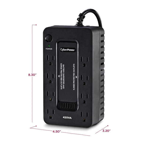 Alt view image 10 of 10 - CyberPower ST425 Standby UPS Battery Backup and Surge Protector, 425VA/260W, 8 Outlets, Compact, UL Certified