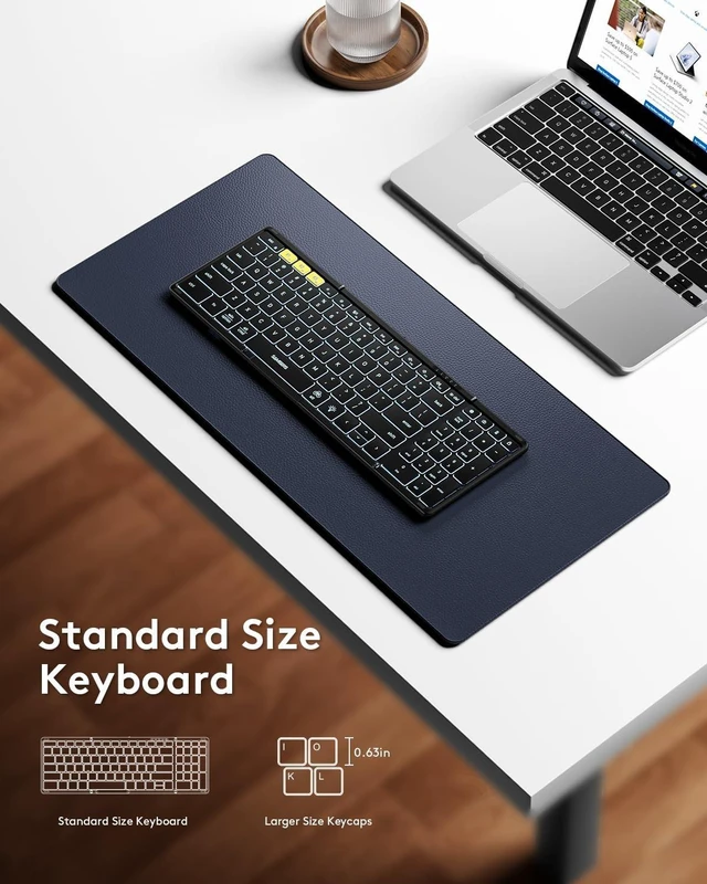 Alt view image 9 of 10 - Samsers Foldable Bluetooth Keyboard with Numeric Keypad, Full-Size Backlit Folding Keyboards with Backlight, Portable Travel for iOS Android Windows Mac OS, Support 3 Device(BT5.1 x 3), Black