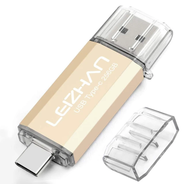 Alt view image 6 of 10 - leizhan 256GB USB 3.0 Flash Drive Thumb Drives Jump Drive Storage Memory Stick Type-C/USB 2 in 1 - Gold