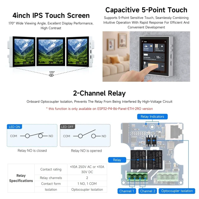 Alt view image 10 of 10 - Waveshare ESP32-P4-WIFI6-Touch-LCD-4B(Support External Camera), ESP32-P4 Smart 86 Box, Dual-Core & Single-Core RISC-V, with 4inch 720x720 Pixel 5Point Touch LCD (Without Ethernet Port, RS485, Relays)