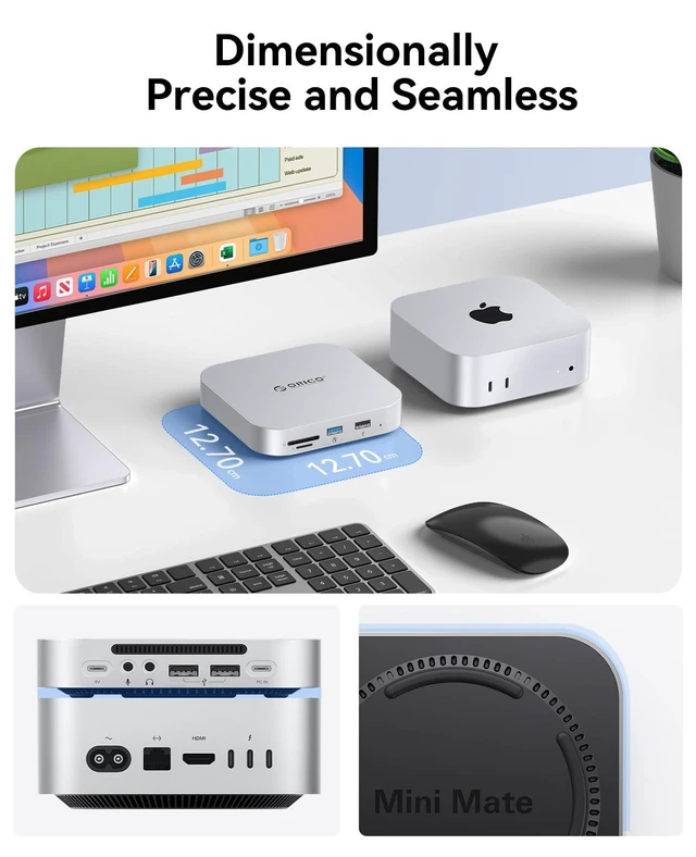 Alt view image 9 of 10 - ORICO MiniMate SE Mac mini M4 512GB Storage & Docking Station, External SATA SSD (Non-Removable) 5Gbps(480MB/s), USB A*4, USB-C, SD/TF 3.0, 3.5mm Audio, Includes 2 Cables M4SE