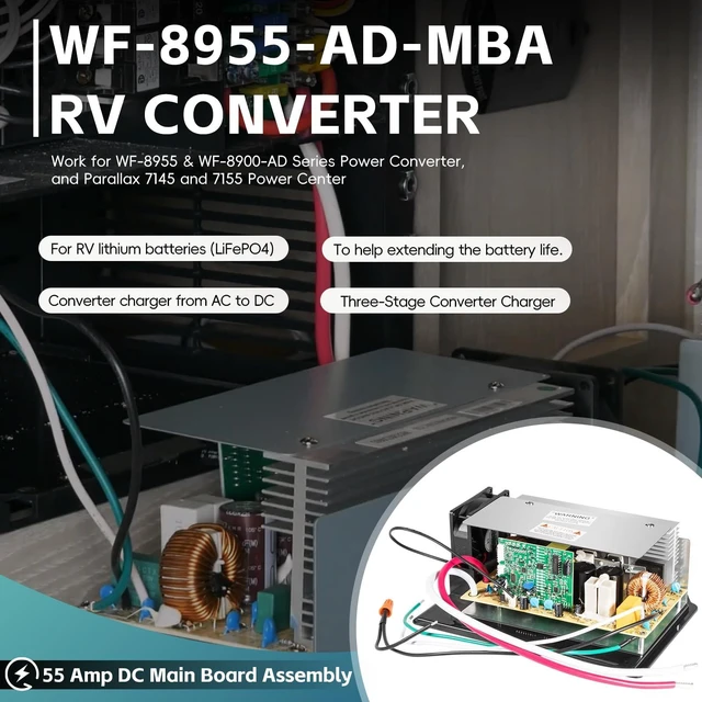 Alt view image 7 of 10 - WF-8955-AD-MBA RV Power Converter 55 Amp DC Main Board Assembly for WF-8955 & WF-8900-AD Series, WF-8955-MBA, Parallax 7145 & 7155 Series Power Center - 55 Amp