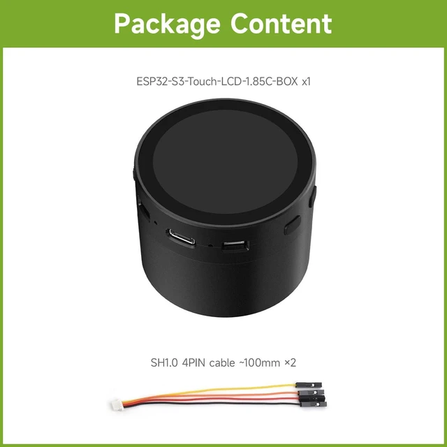 Alt view image 7 of 10 - Waveshare ESP32-S3 1.85inch Round LCD Development Board, 360×360, Supports Wi-Fi & Bluetooth BLE 5, AI Speech, Smart Speaker Box, ESP32 with Display, with Speaker Box