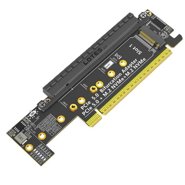 Alt view image 6 of 10 - Mustpoint Dual NVMe Adapter, PCIe 5.0 X16 to Dual NVMe and More PCIE x16 (x8 Signal) Adapter for M.2 NVMe SSD (PCI-e Bifurcation Required)