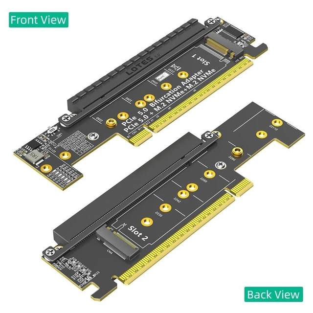 Alt view image 7 of 10 - Mustpoint Dual NVMe Adapter, PCIe 5.0 X16 to Dual NVMe and More PCIE x16 (x8 Signal) Adapter for M.2 NVMe SSD (PCI-e Bifurcation Required)