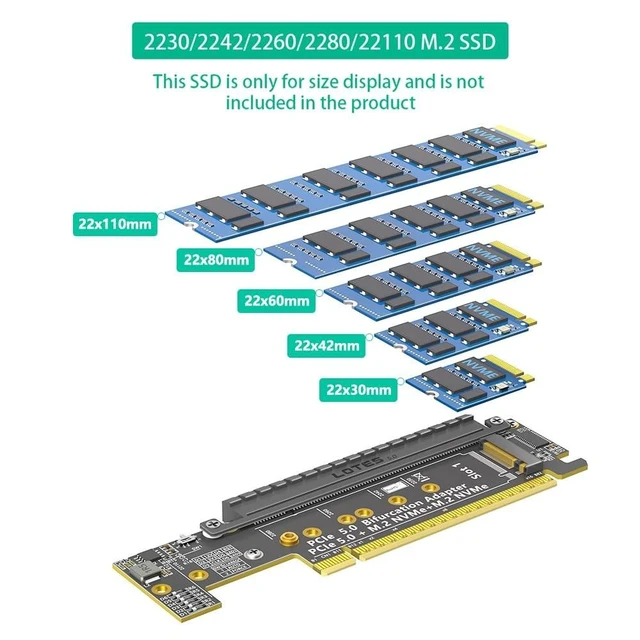 Alt view image 10 of 10 - Mustpoint Dual NVMe Adapter, PCIe 5.0 X16 to Dual NVMe and More PCIE x16 (x8 Signal) Adapter for M.2 NVMe SSD (PCI-e Bifurcation Required)